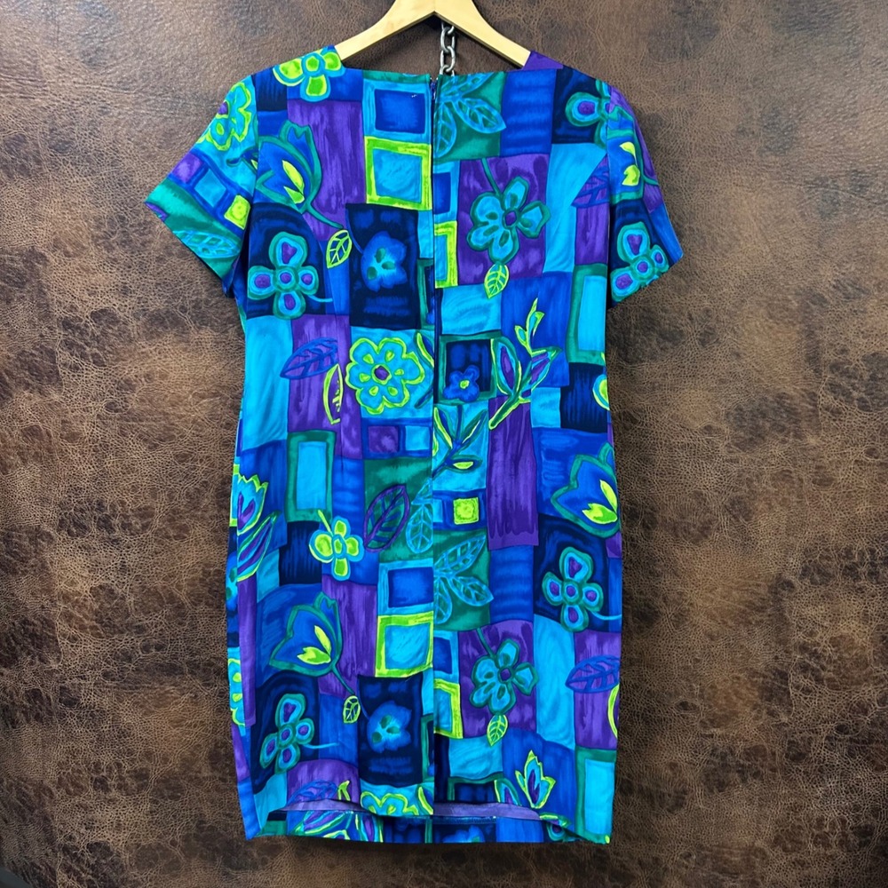 Jessica Howard Women's Blue Purple 16 Petite True Vintage Colorful DressTropical